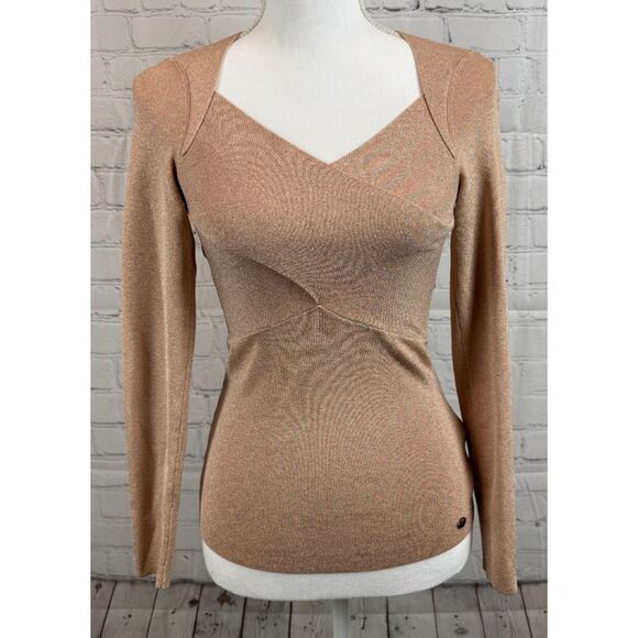 TED BAKER Eloisy dusky pink faux wrap cross over knit pullover size 0 (2 US) - Picture 1 of 7
